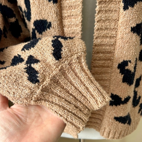 Abercrombie & Fitch Cheetah Leopard Print Chunky Knit Open Cardigan Size S - Picture 12 of 13